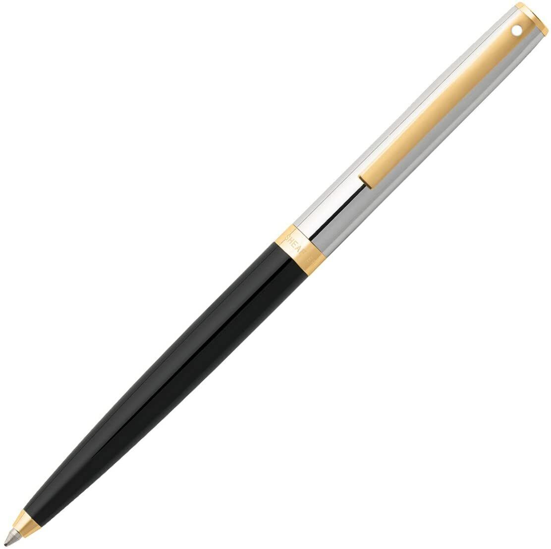 Sheaffer Sagaris Ballpoint Pen, Black, Chrome & Gold, New In Box